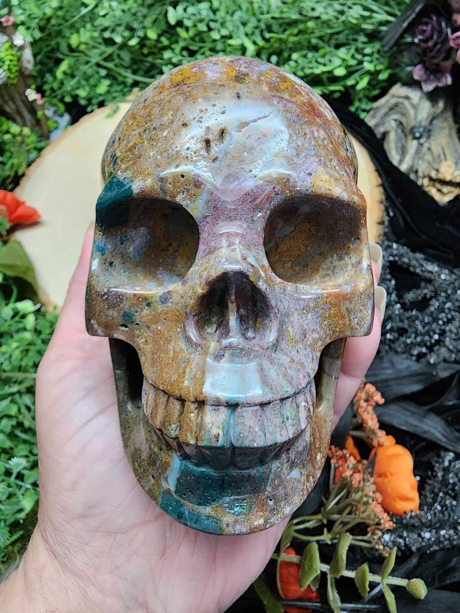Indonesian Moss Agate Skull