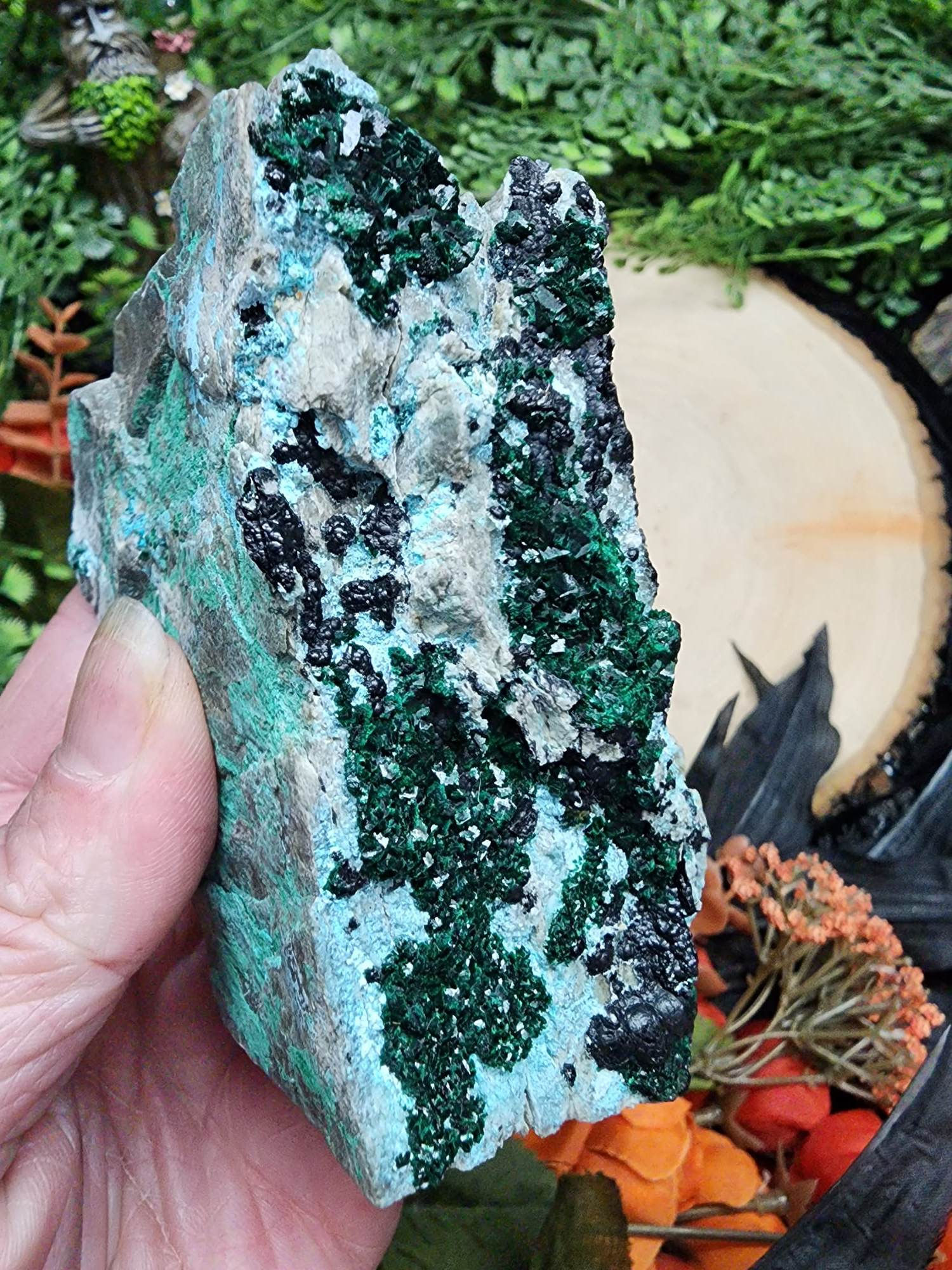 Chrysocolla with Libethenite