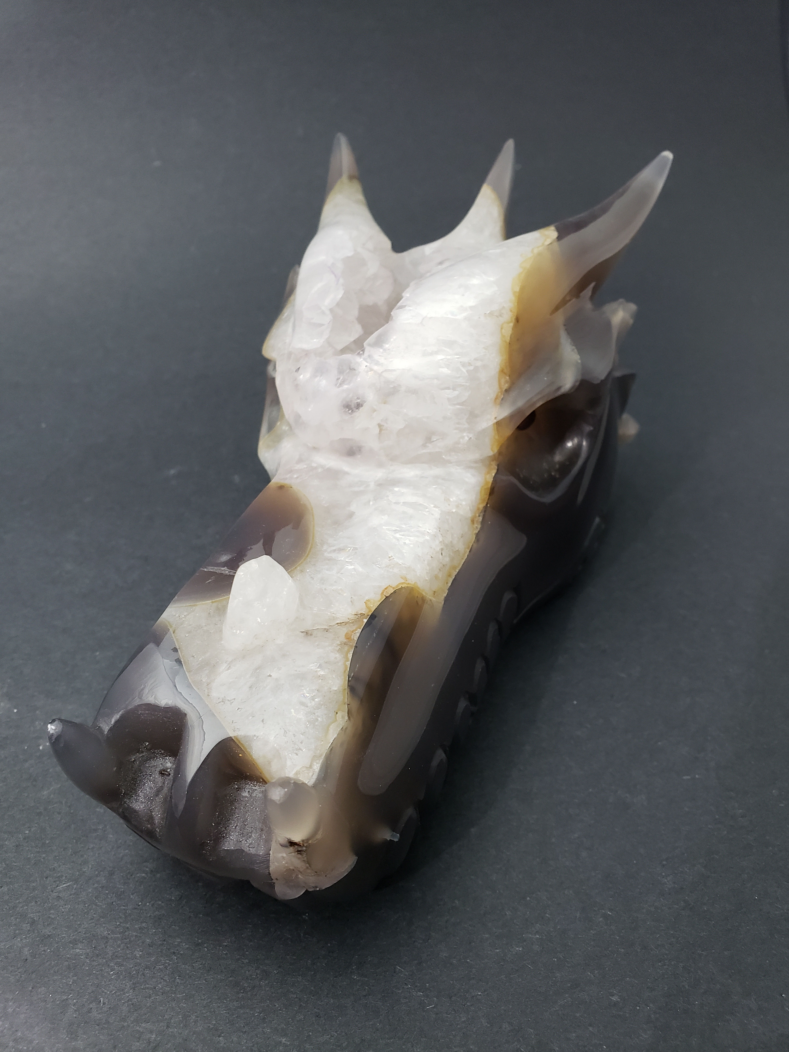 Carnelian Geode Dragon Skull