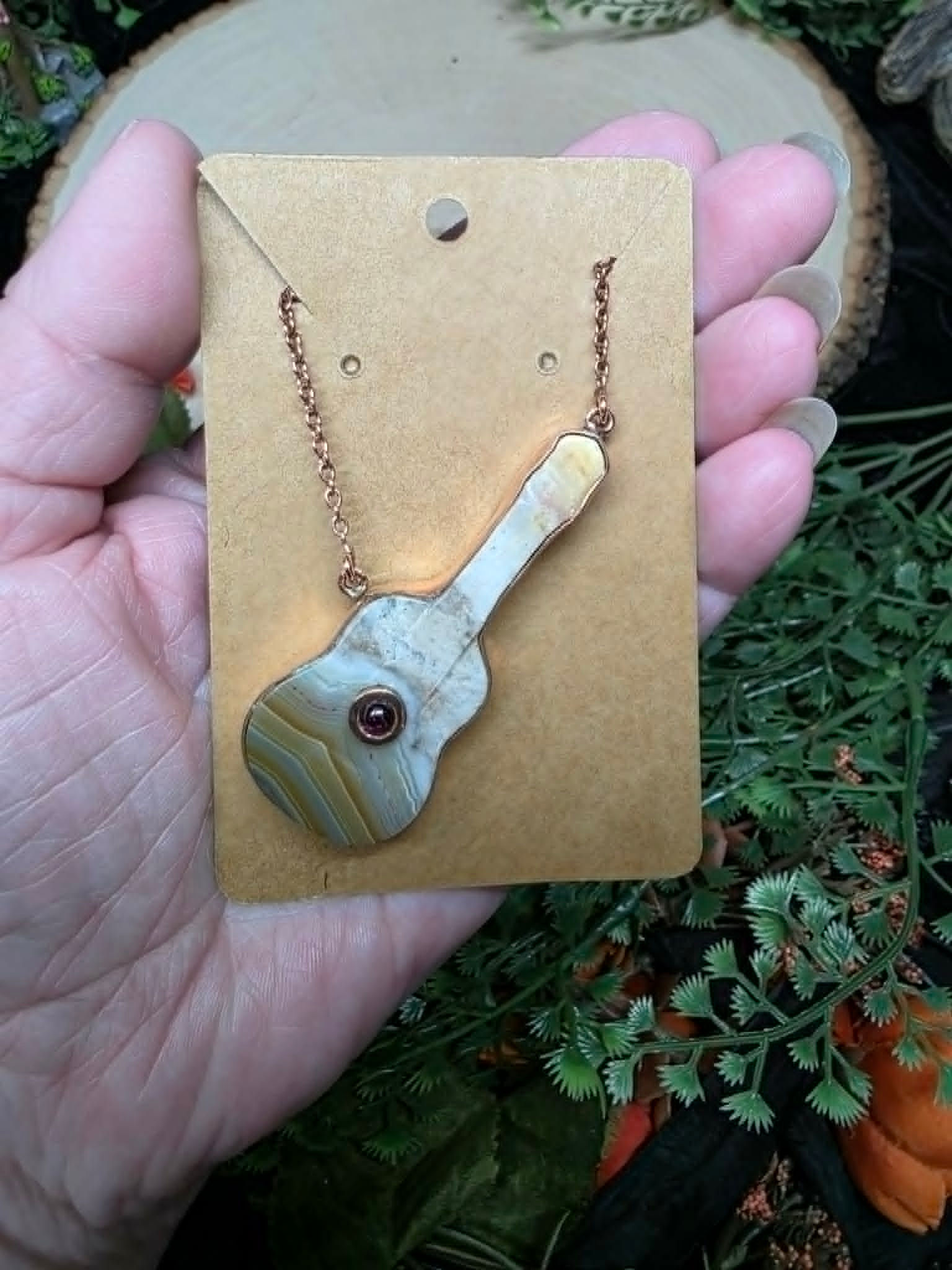 Polychrome Jasper in Copper Guitar Pendant
