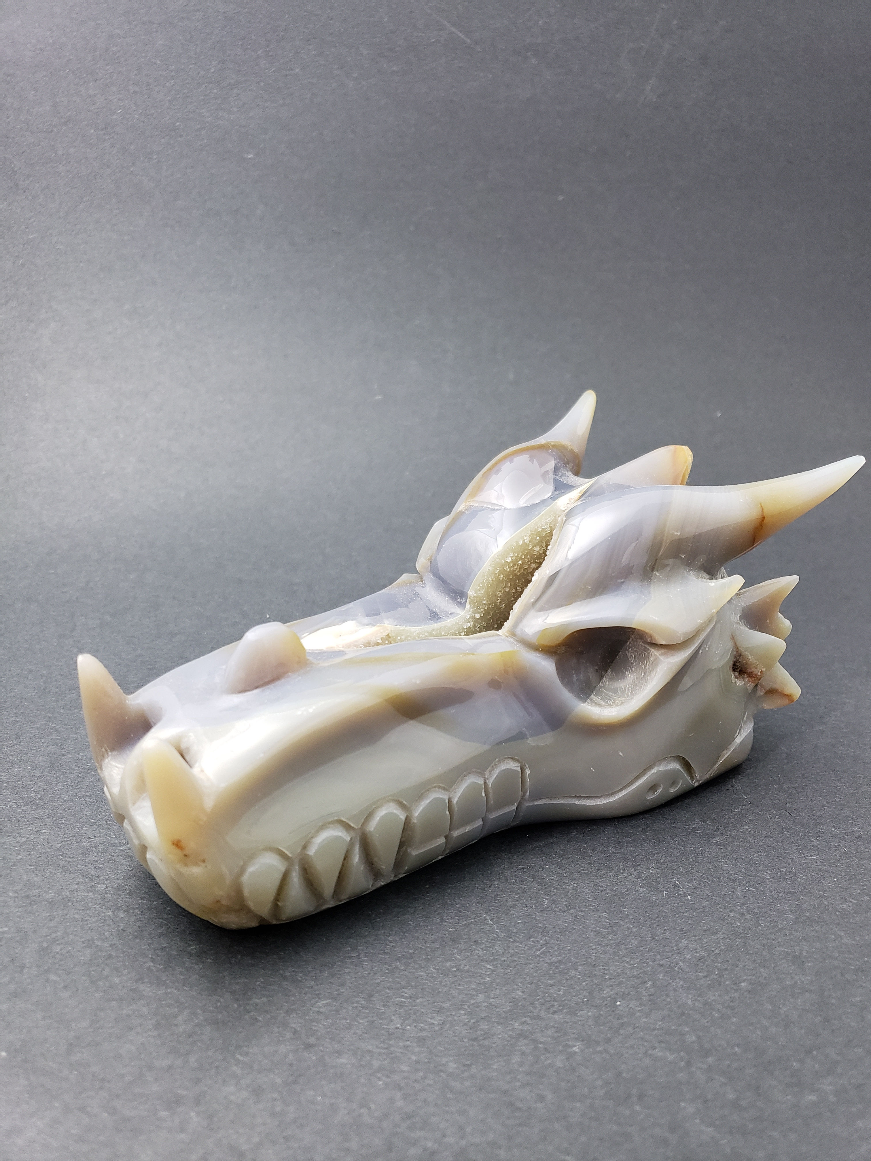 Agate Geode Dragon Skull