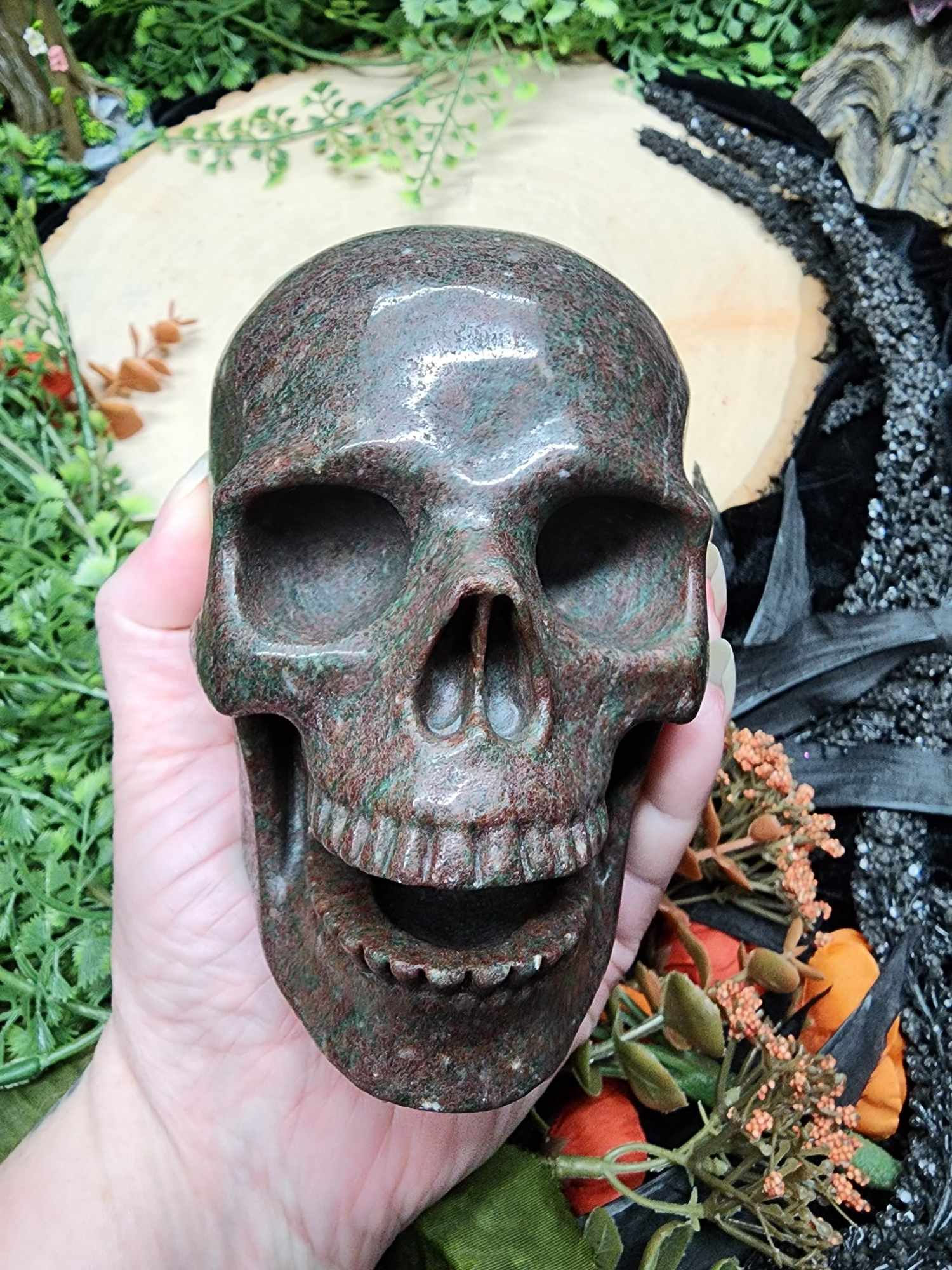 Garnet Singing Skull