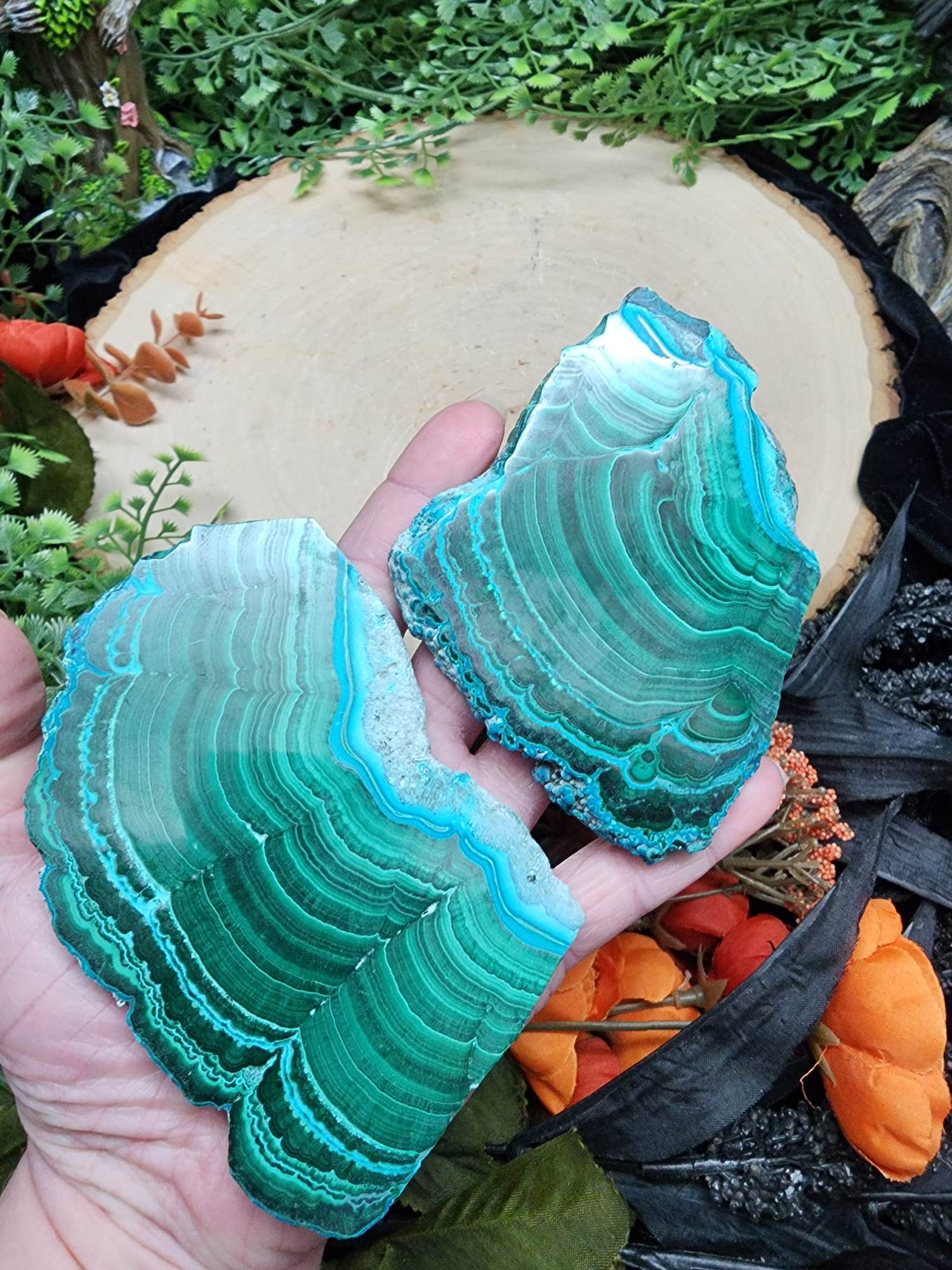 Chrysocolla with Malachite Slab