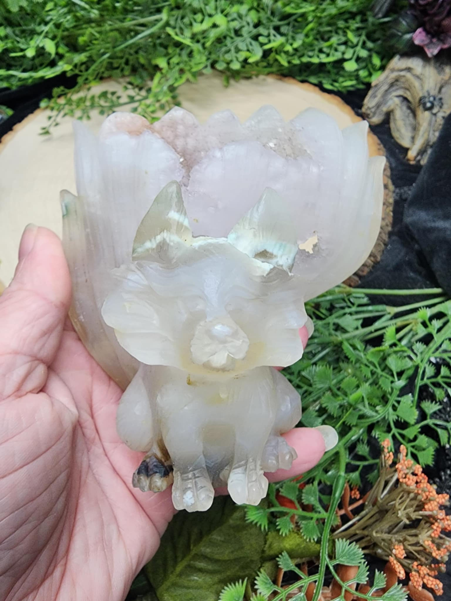 Amethyst Geode Kitsune or Nine Tailed Fox