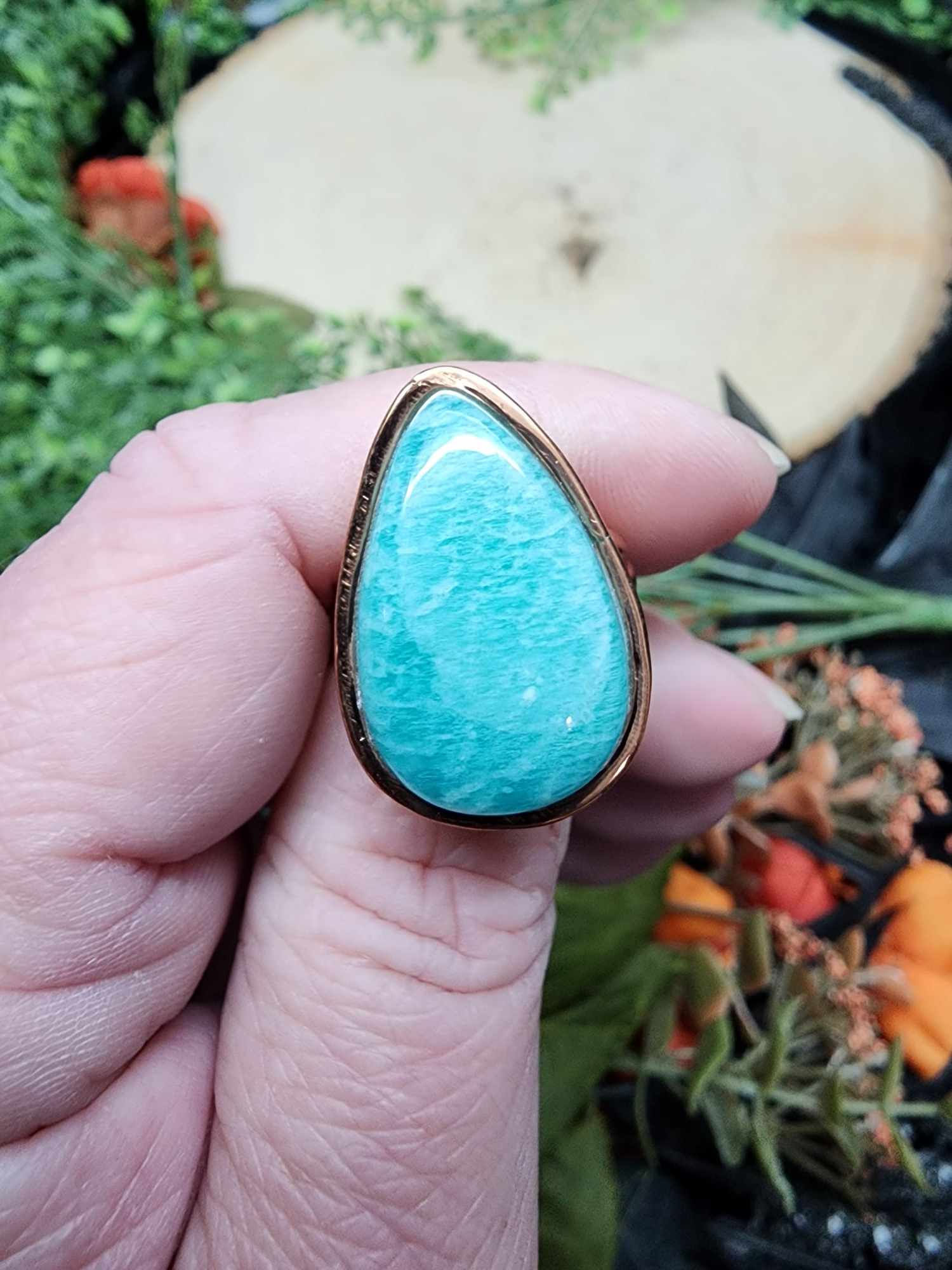 Amazonite in Copper Ring