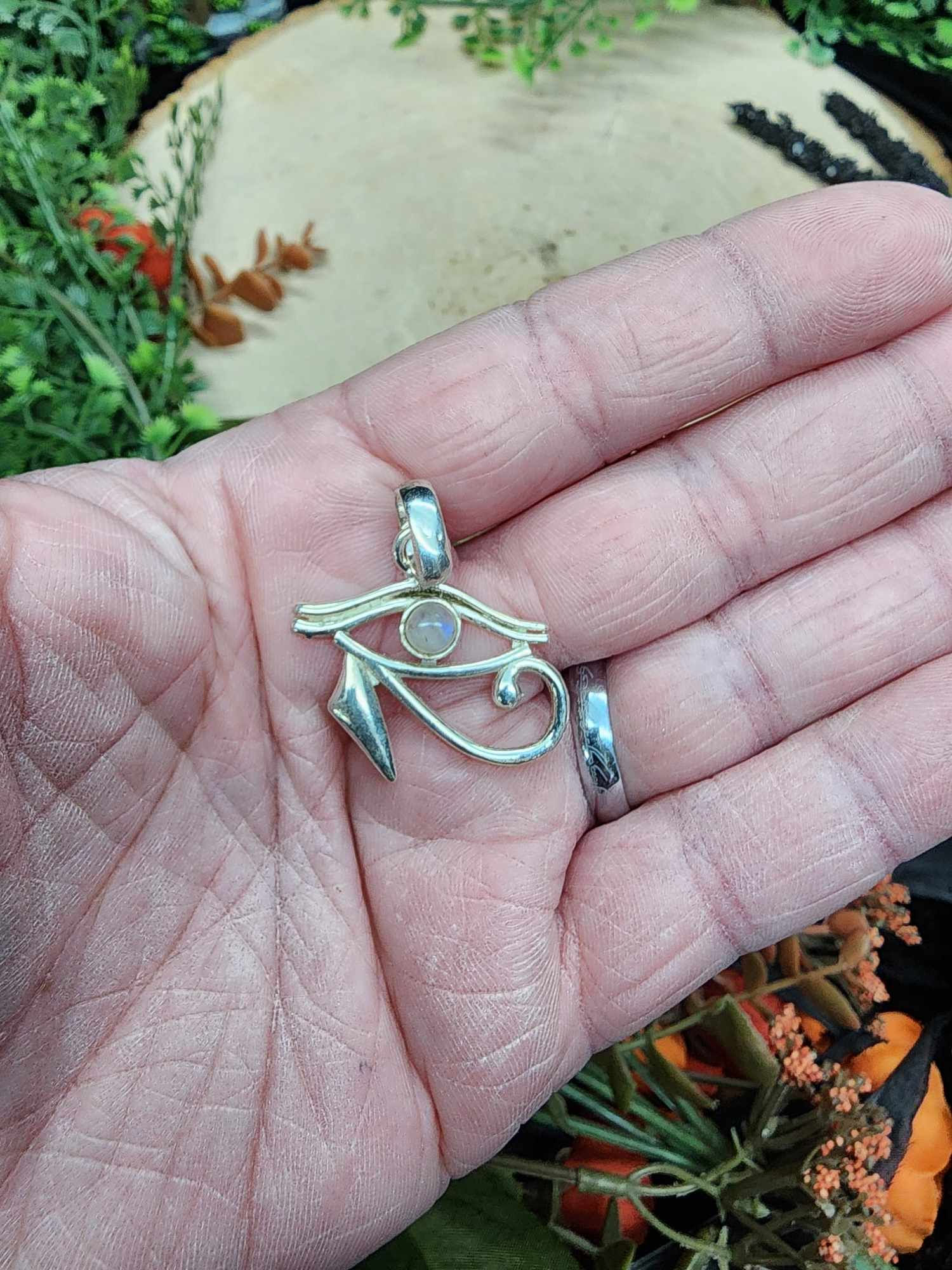 Eye of Ra with Rainbow Moonstone Pendant