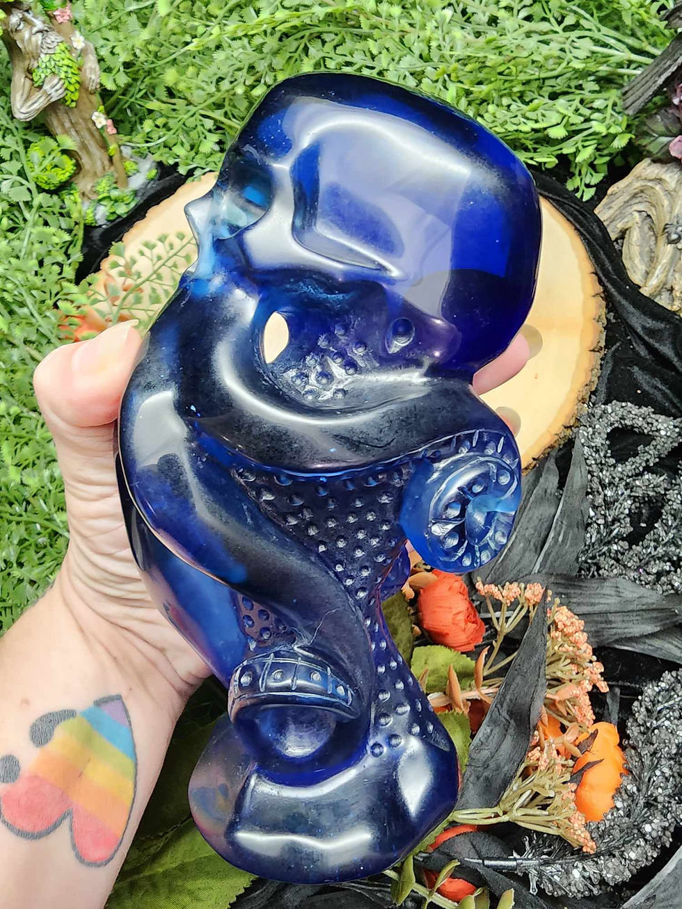 Thumbnail: Natural Blue Obsidian Cthulhu / Octopus Skull