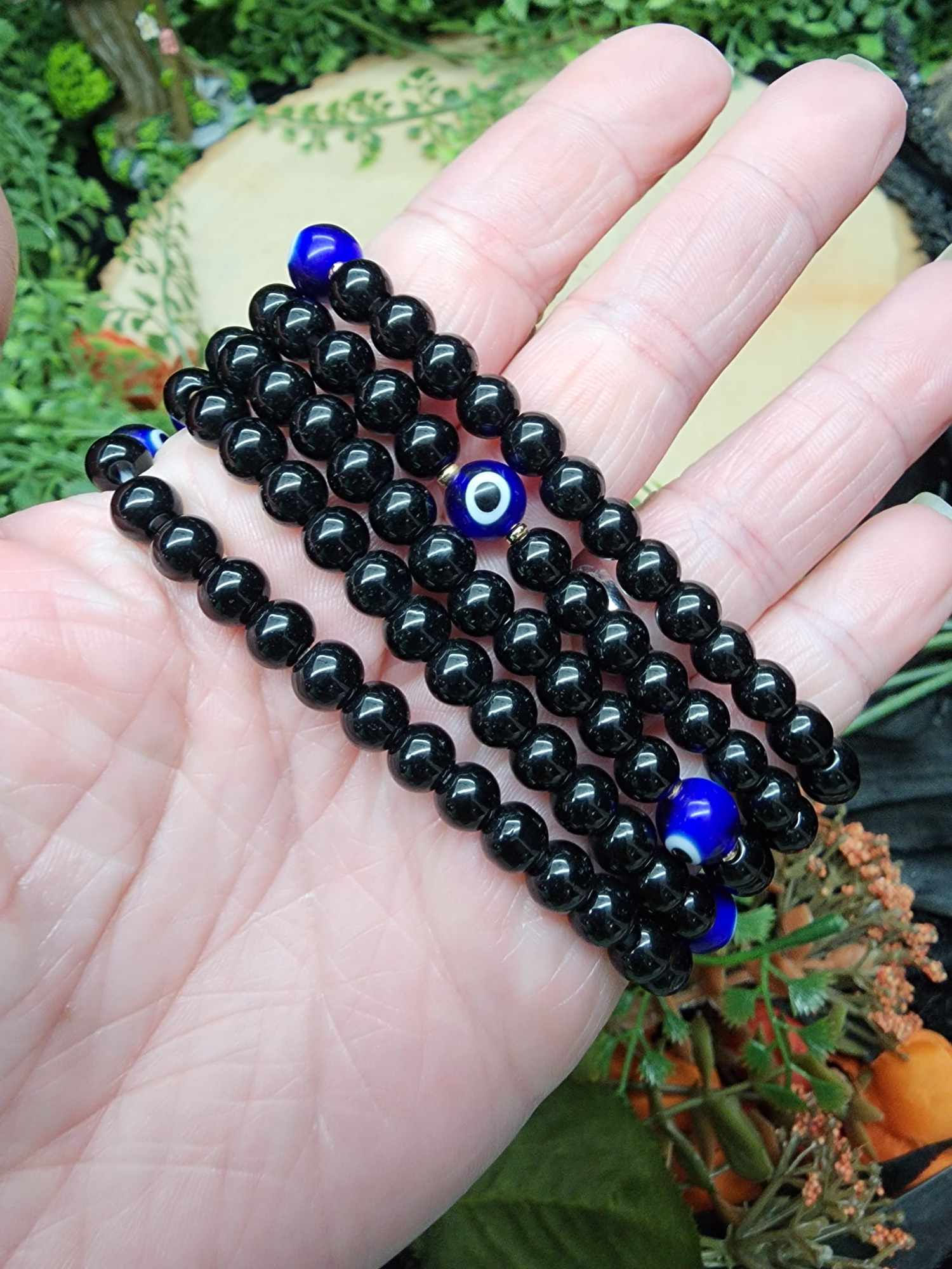Black Tourmaline Evil Eye Bracelet