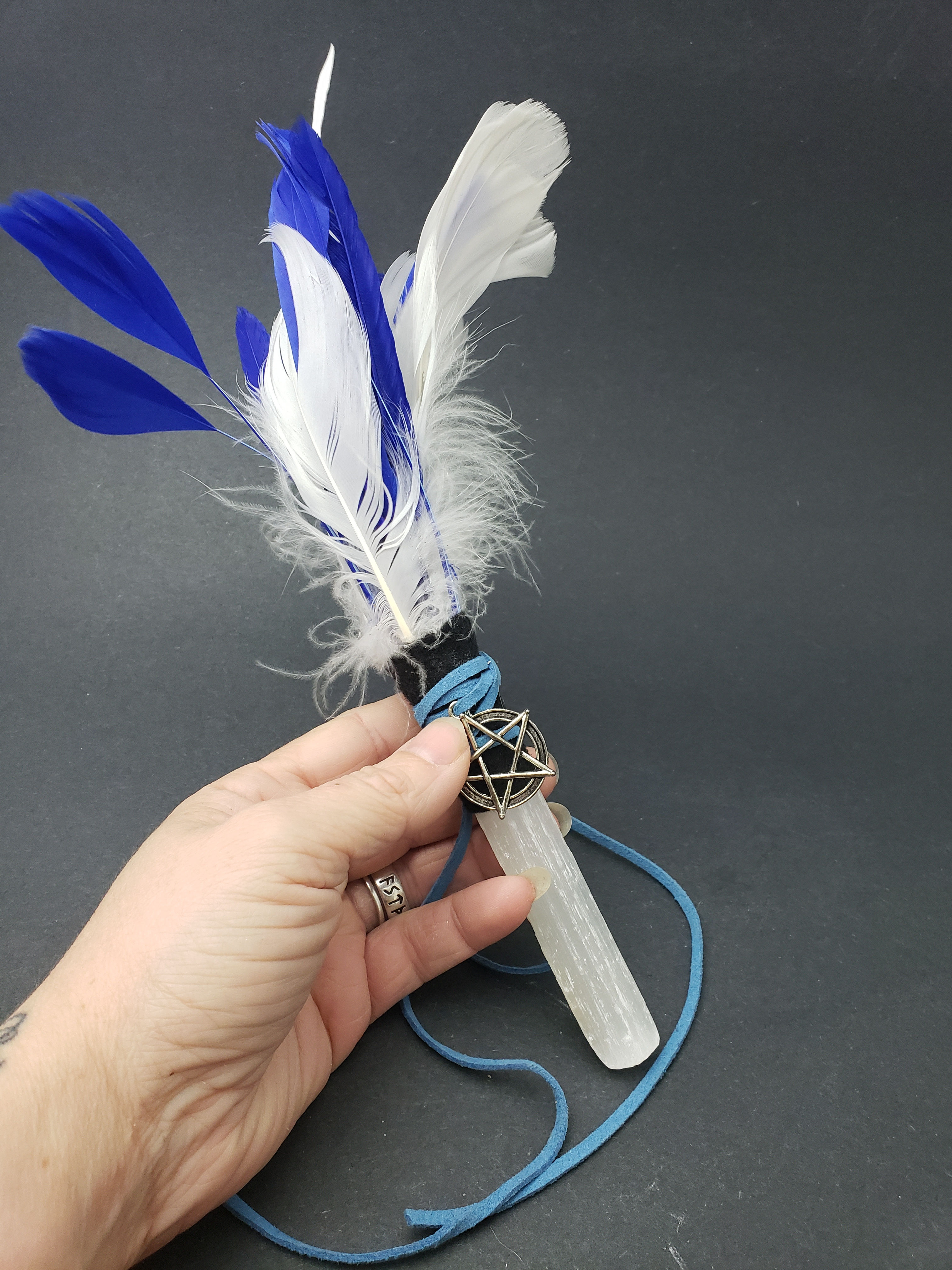 Selenite Feather Wand