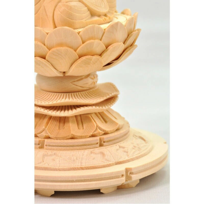 サムネイル： 【天台宗】桧木 仏像 阿弥陀如来 座像 上彫木瓜丸台座 唐草光背 2寸 2.5寸 檜 ヒノキ 白木 木彫り ご本尊 小さい 木彫仏像 木彫り仏像 木彫り