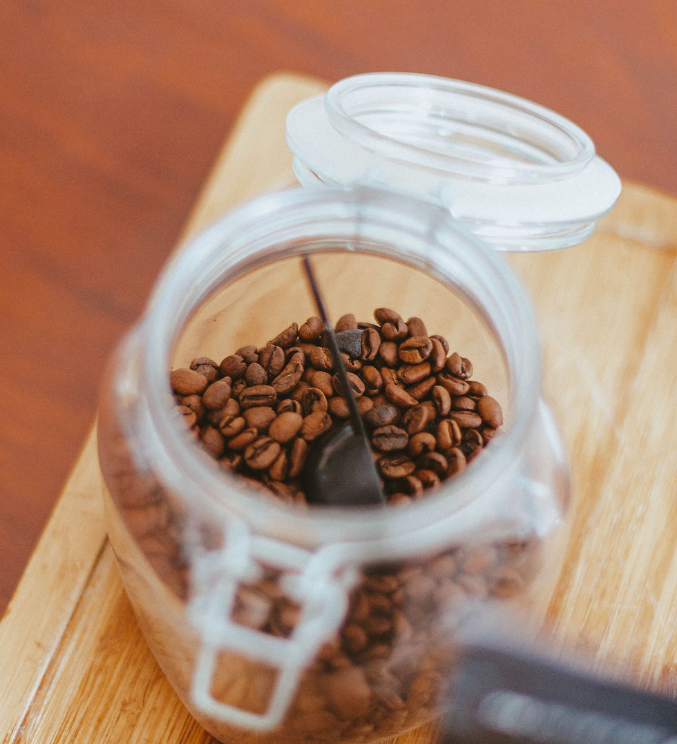 coffee beans in glass jar