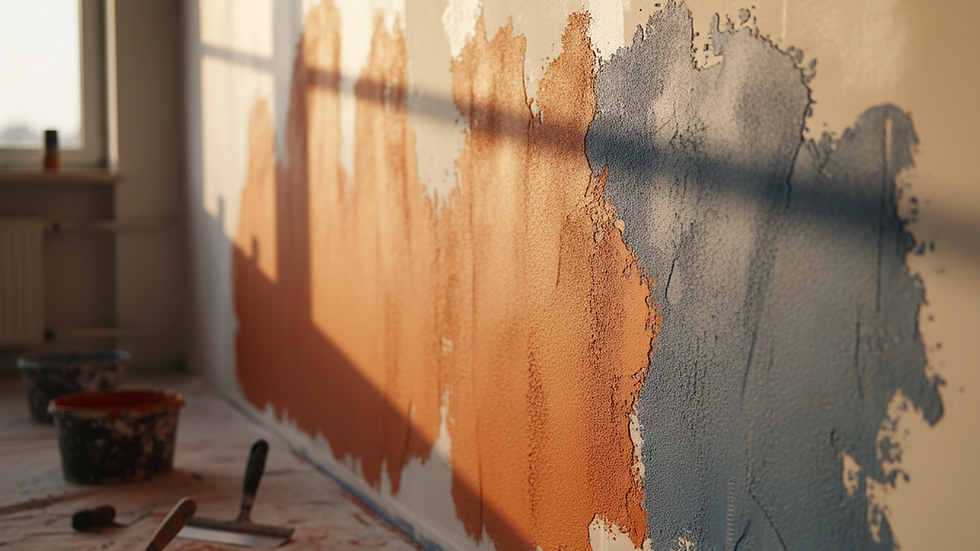 eye-level view of smooth wall surface prepared for plastering