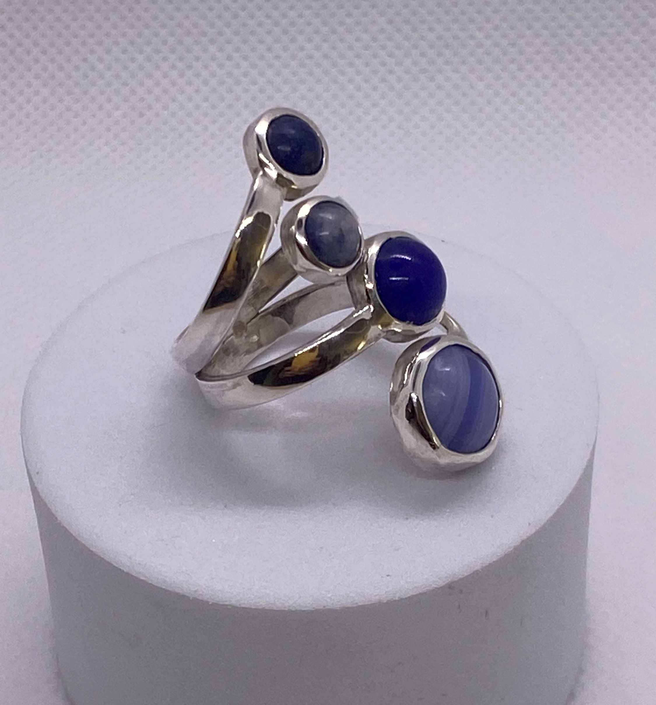 Ágata azul rayada, lapislázuli, sodalita #7