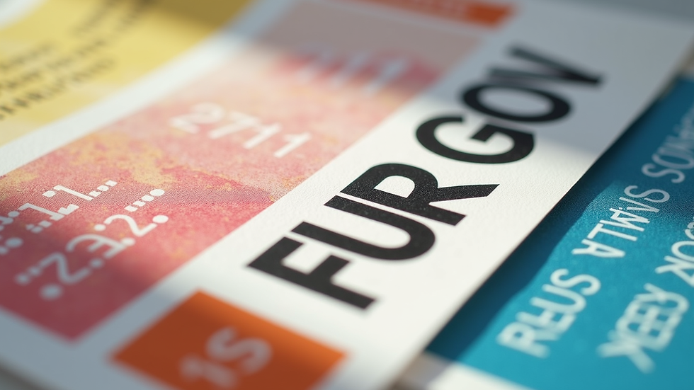 Close-up view of a printed flyer with bold colors and clear text