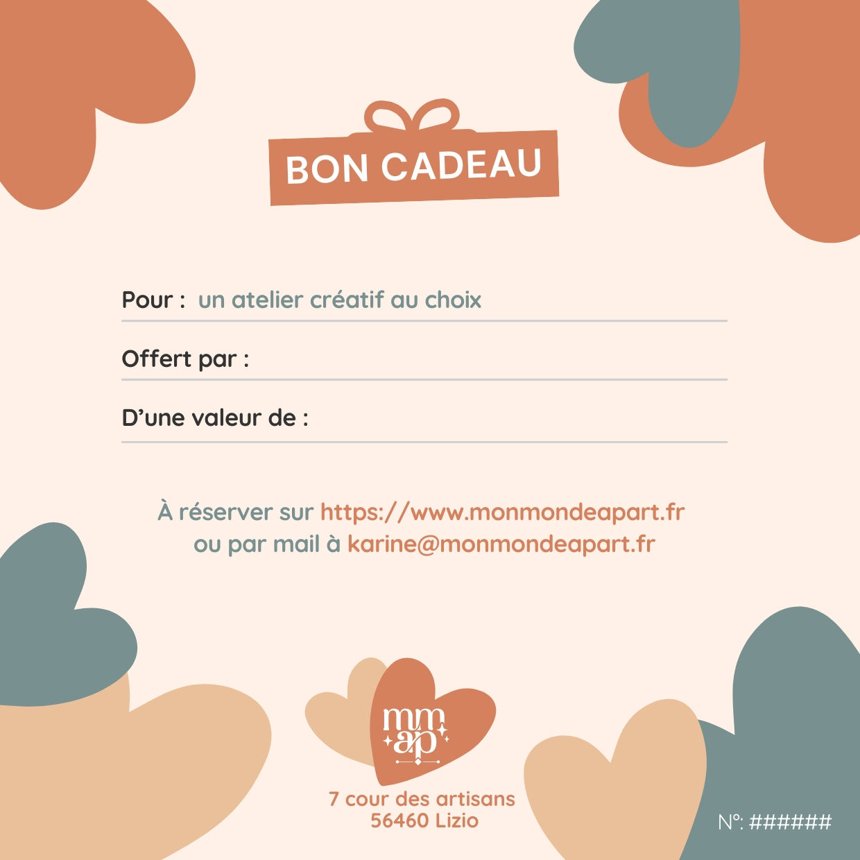 BON CADEAU : Atelier créatif au choix