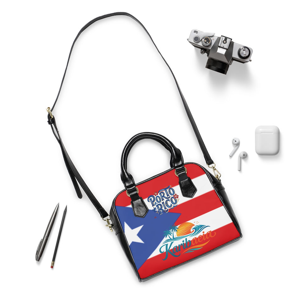Miniature : Puerto Rico Flag Shoulder Handbag — Karibeña Beach Sunset Tote