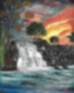 waterfall art, landsape oil painting