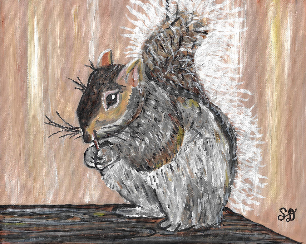 oil painting of a squirrel, animal art