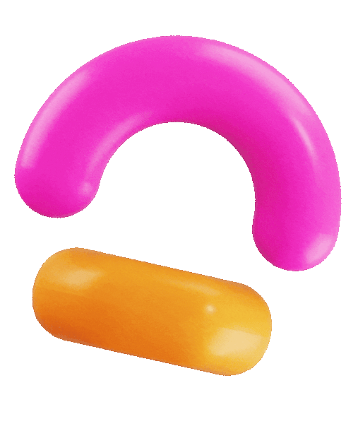 Modern 3D geometric shapes in pink, blue, and green representing creative design energy
