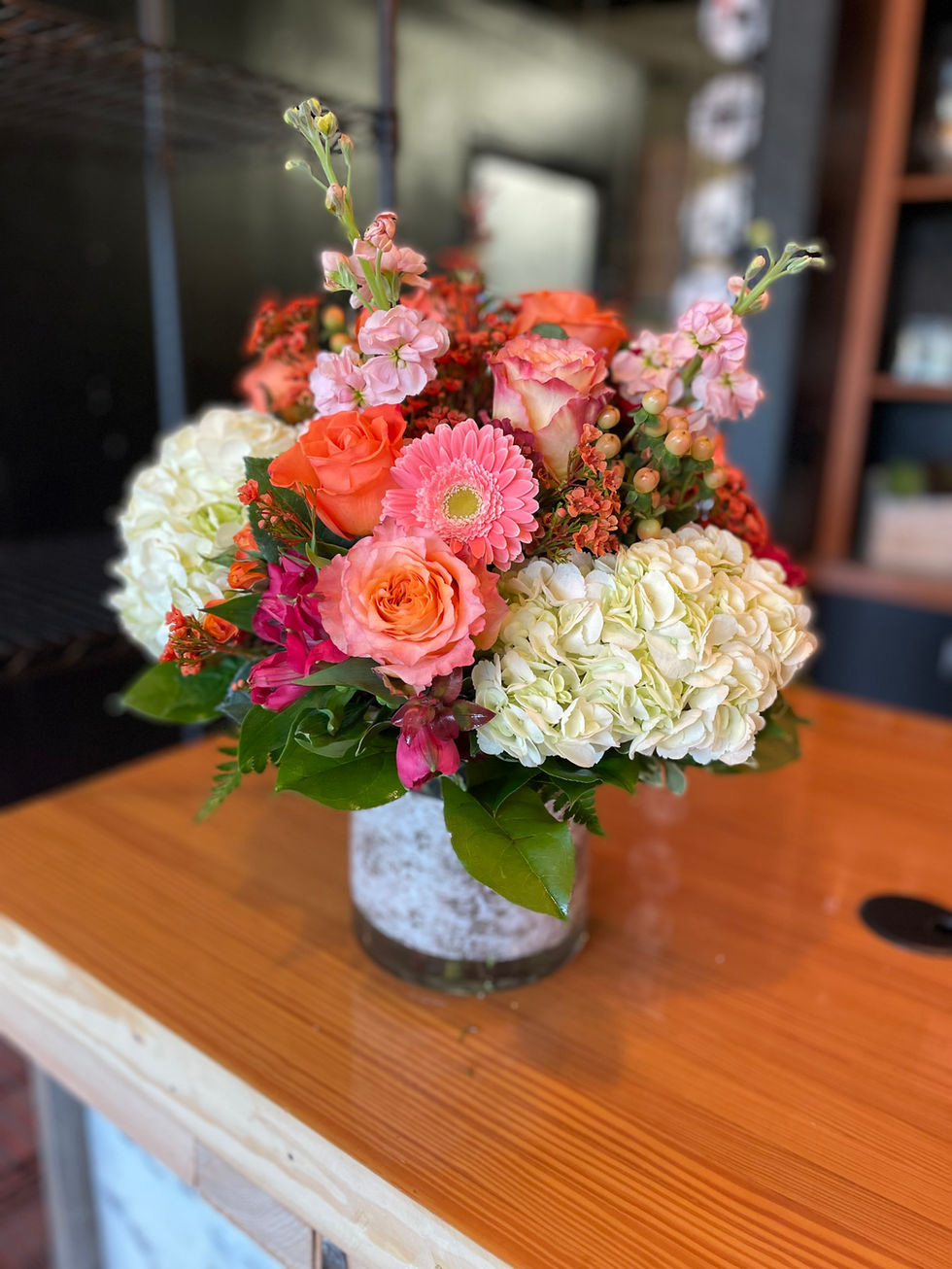 Jewel-Toned Garden Mix in Glass Vase