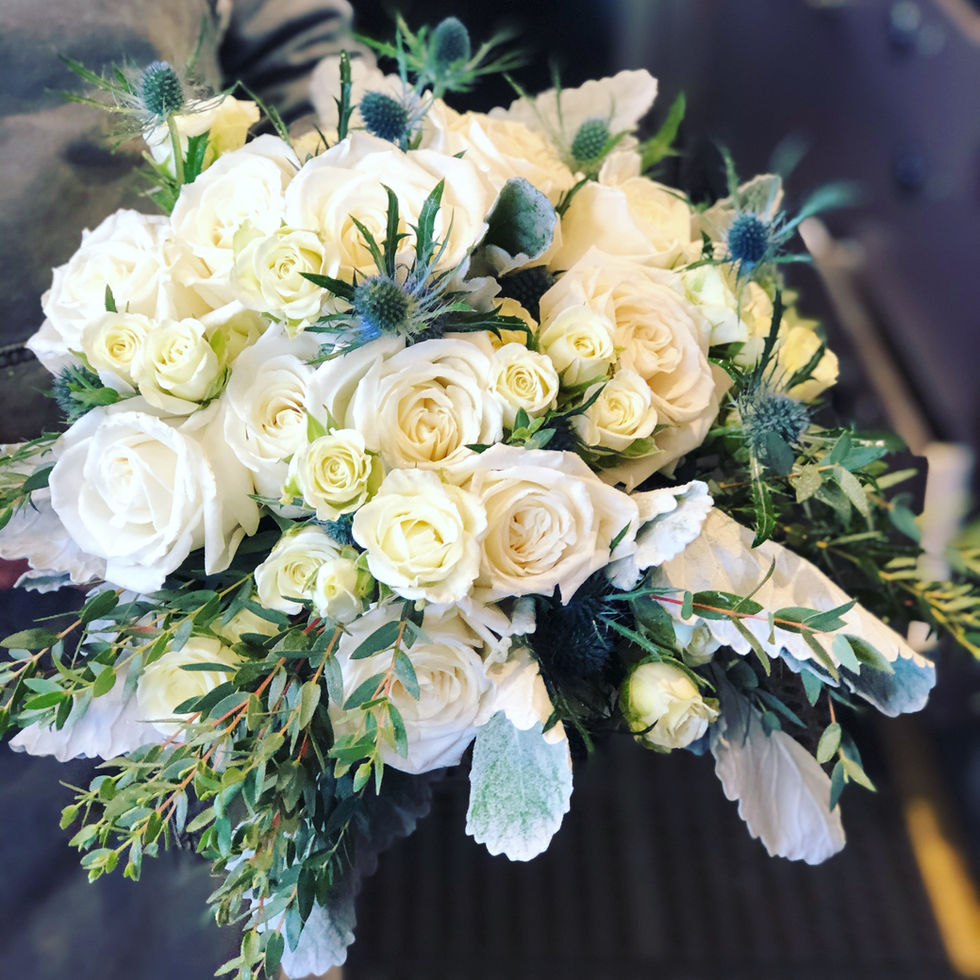 White Rose & Thistle Bouquet