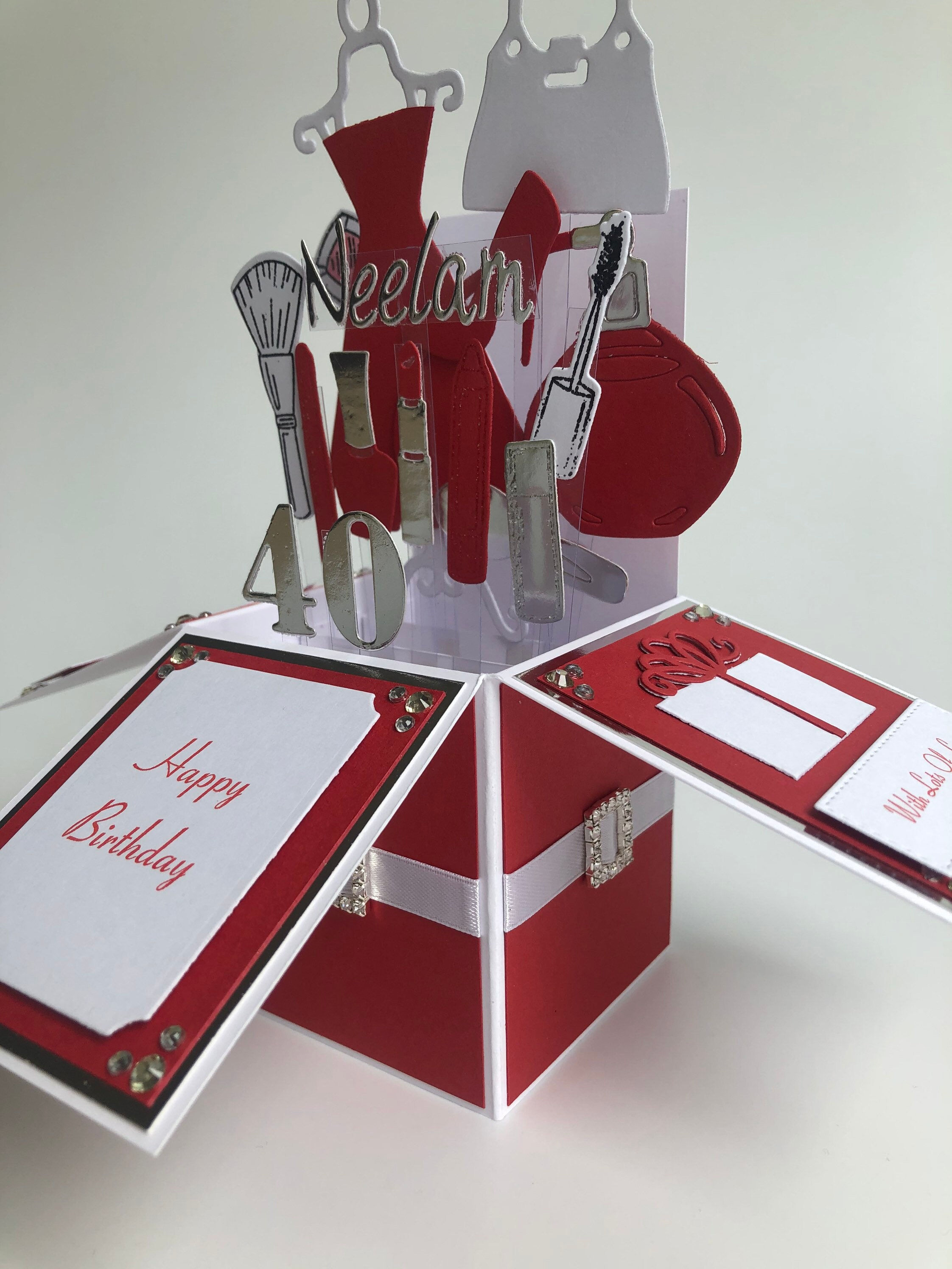 Personalised Handmade Makeup Birthday Box Card Wife Friend Girlfriend Keepsake