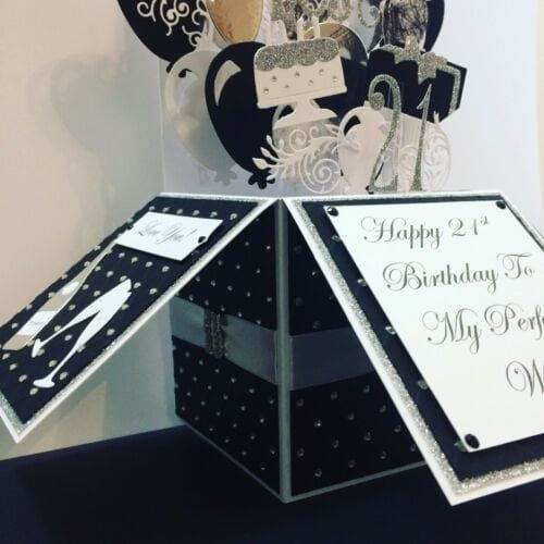 Personalised Large Luxury Black Birthday Card Girls Wife Girlfriend Ladies Own