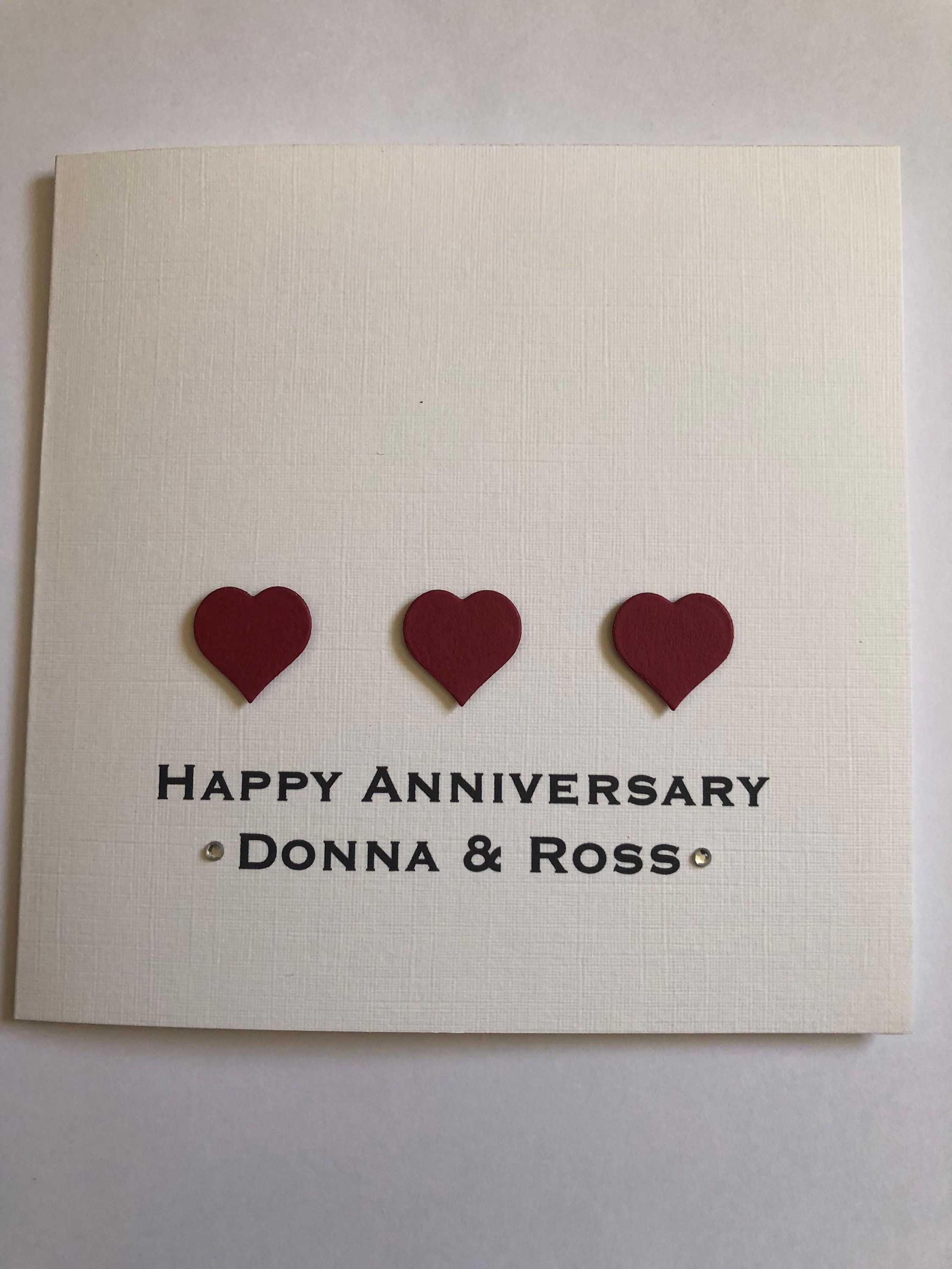 Personalised Handmade Anniversary Card Own Wording Husband Wife Boyfriend