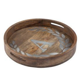 WOOD/METAL 20" ROUND TRAY "A"