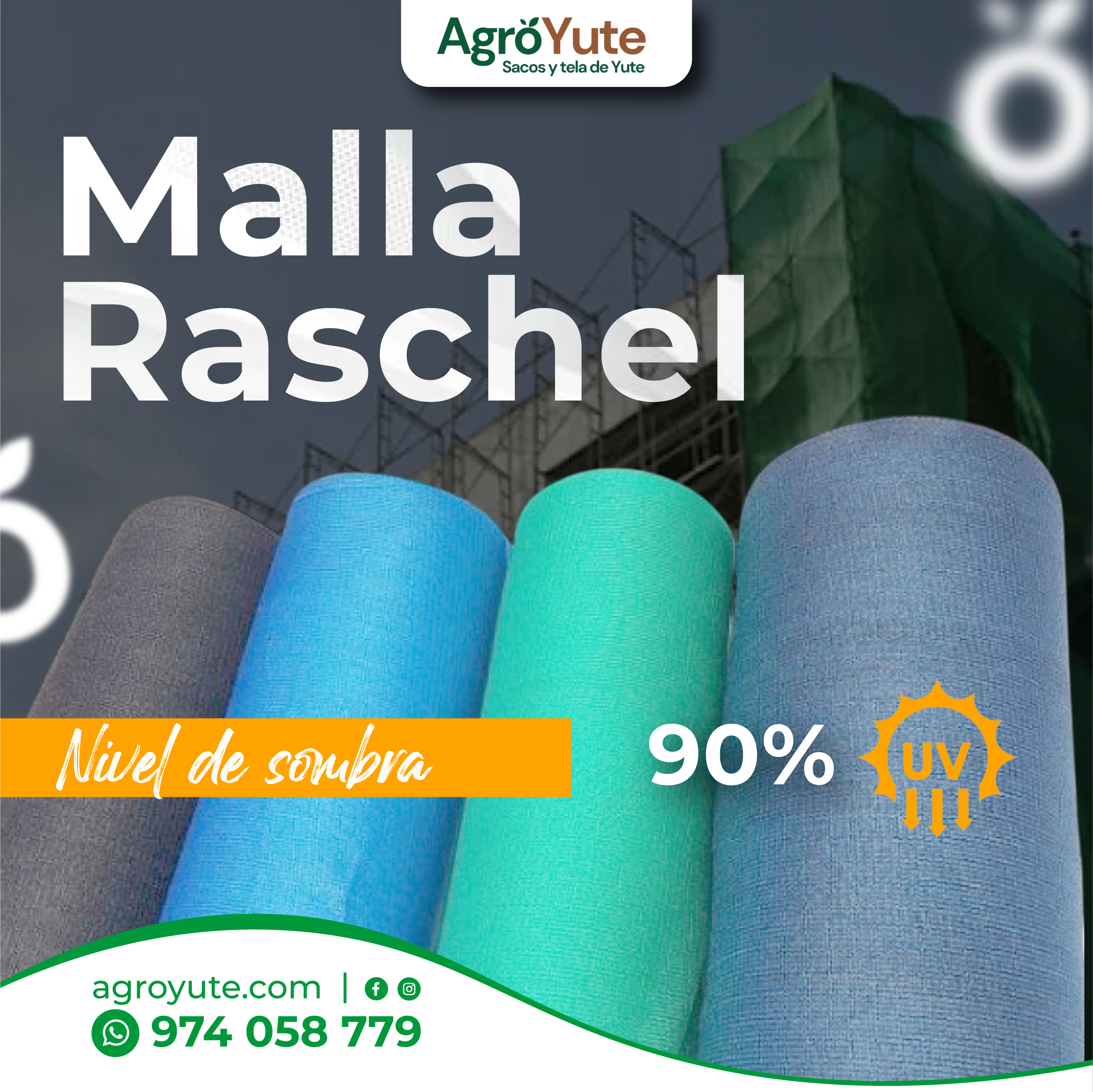 Malla Raschel 90% Sombra 4.20 x 100 metros