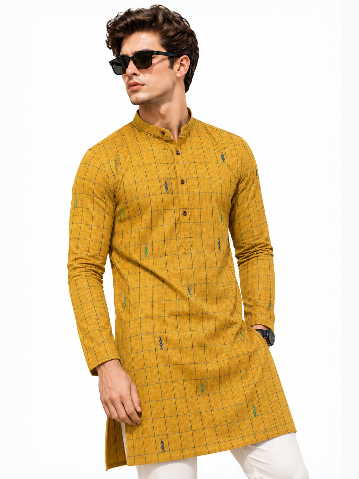 The Golden Grid Kurta Set