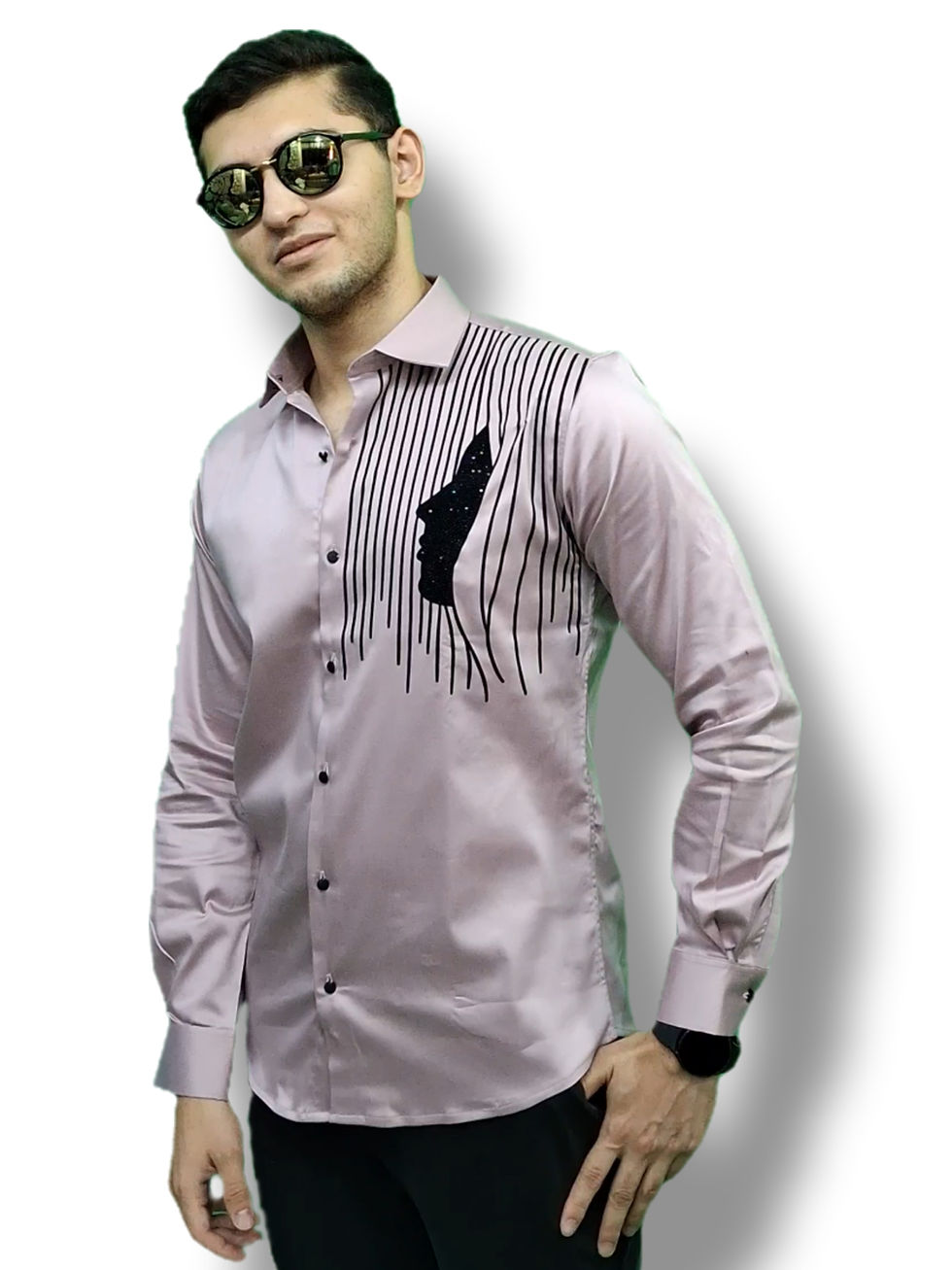 Thumbnail: Mauve Graphic Printed Designer Shirt for Men