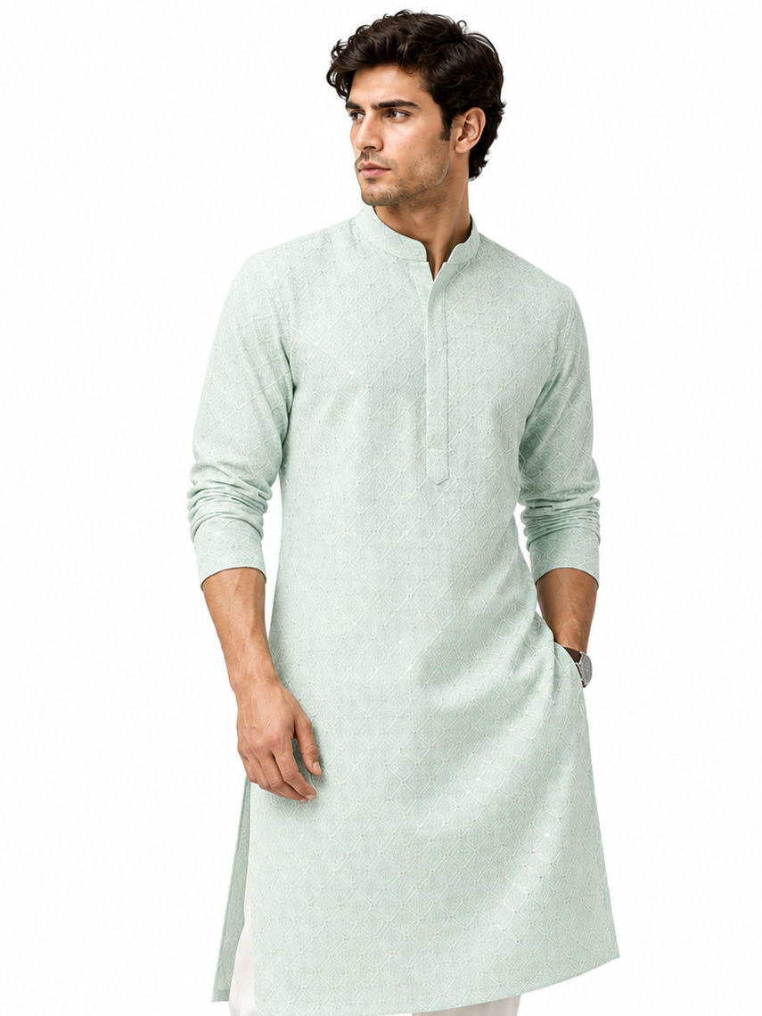 Heritage Mint Embroidered Kurta Set
