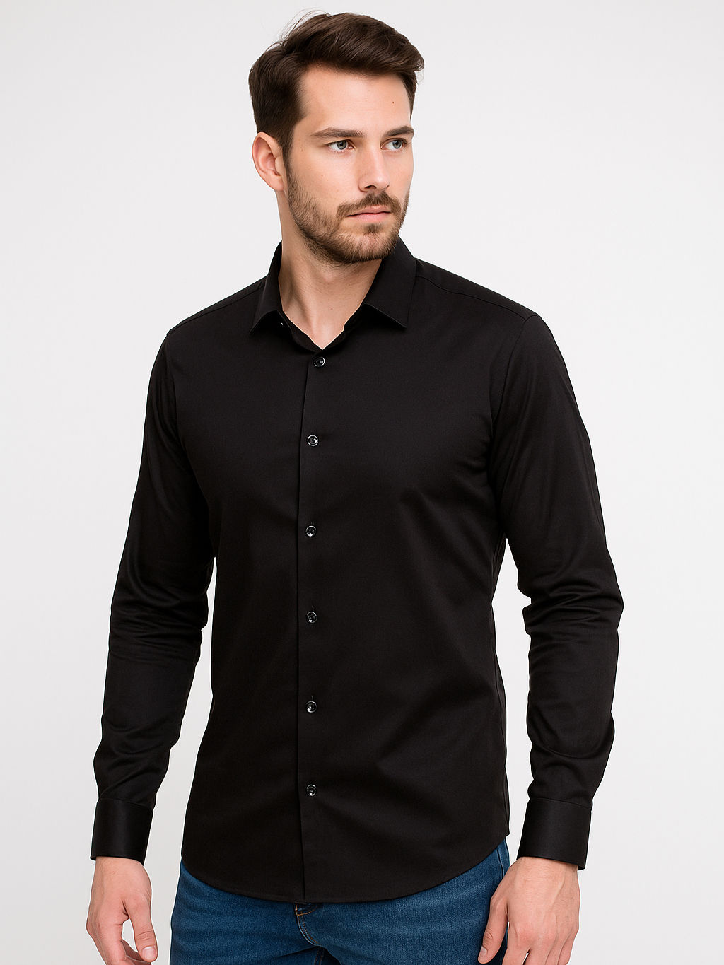 Premium Black Lycra Shirt For Men