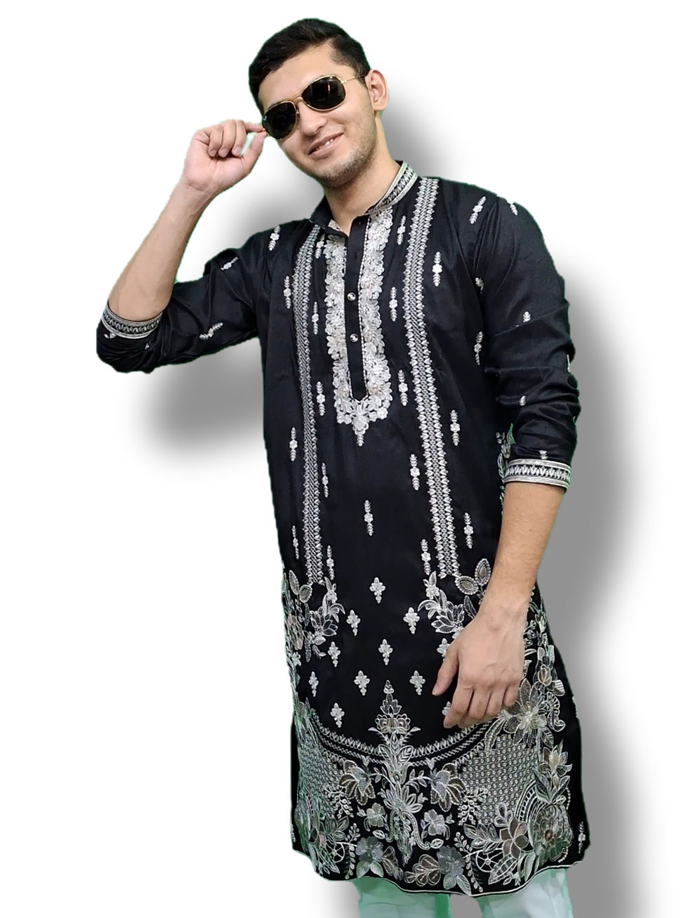 Thumbnail: Embroidered Men Printed Kurta Pajama Set