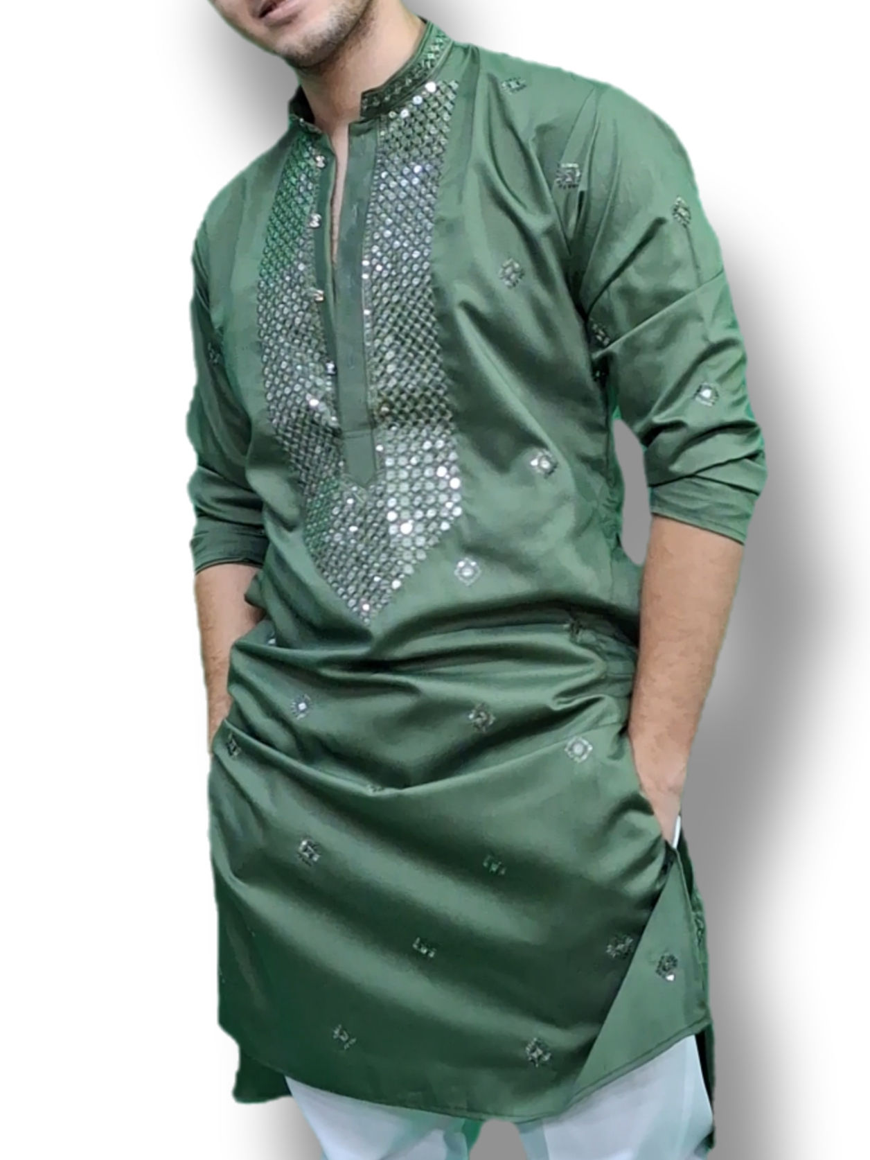 Embroidered Men Printed Kurta Pajama Set