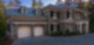 Gray stucco house with black shutters and double garage