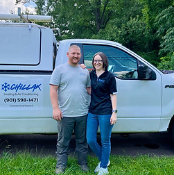 Business owners Steven and Halli Drake standing in front of Chillax truck