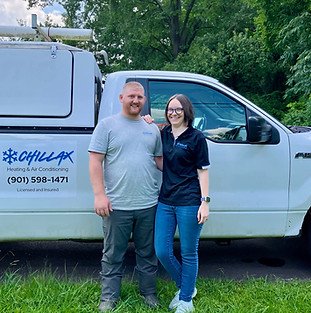 Business owners Steven and Halli Drake standing in front of Chillax truck