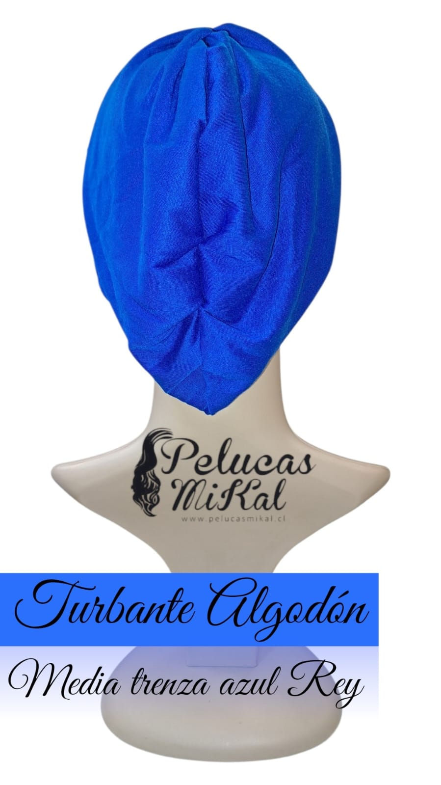 Miniatura: Turbante Algodón Trenzado Azul Rey