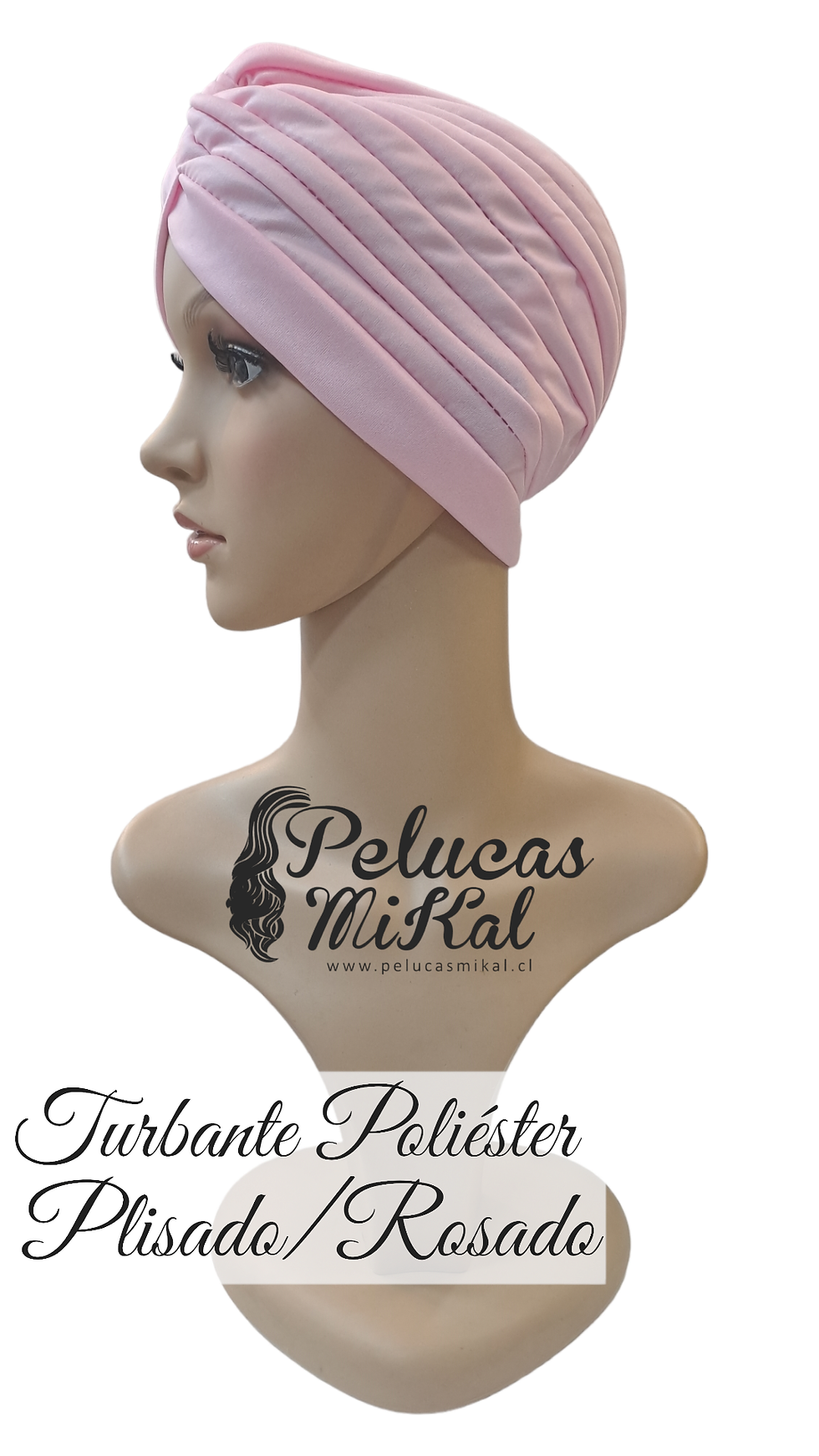 Miniatura: Turbante Poliéster Plisado Rosado
