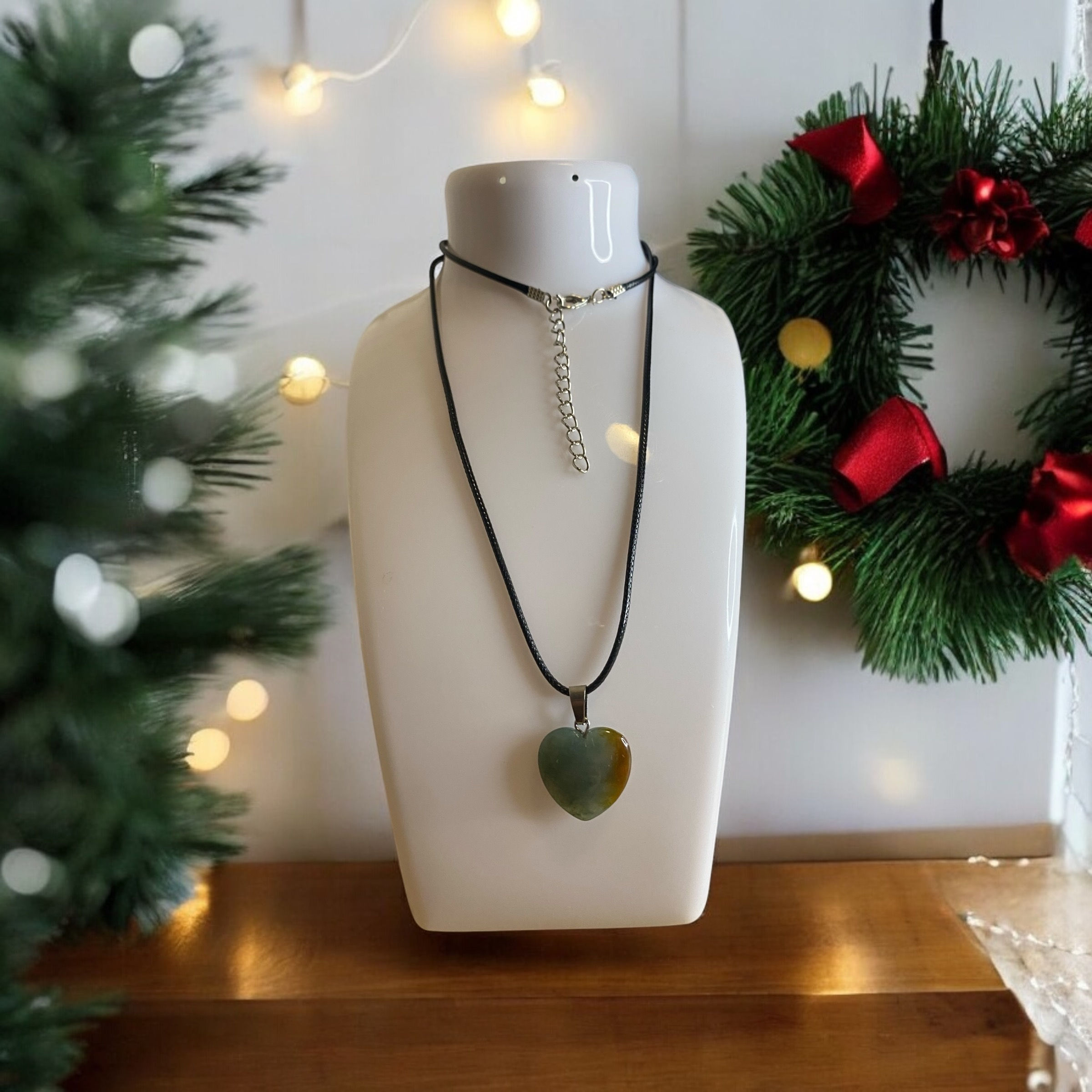 Collier Cœur Agate Mousse