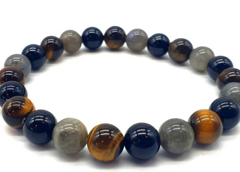 BRACELET LABRADORITE TOURMALINE OEIL DE TIGRE