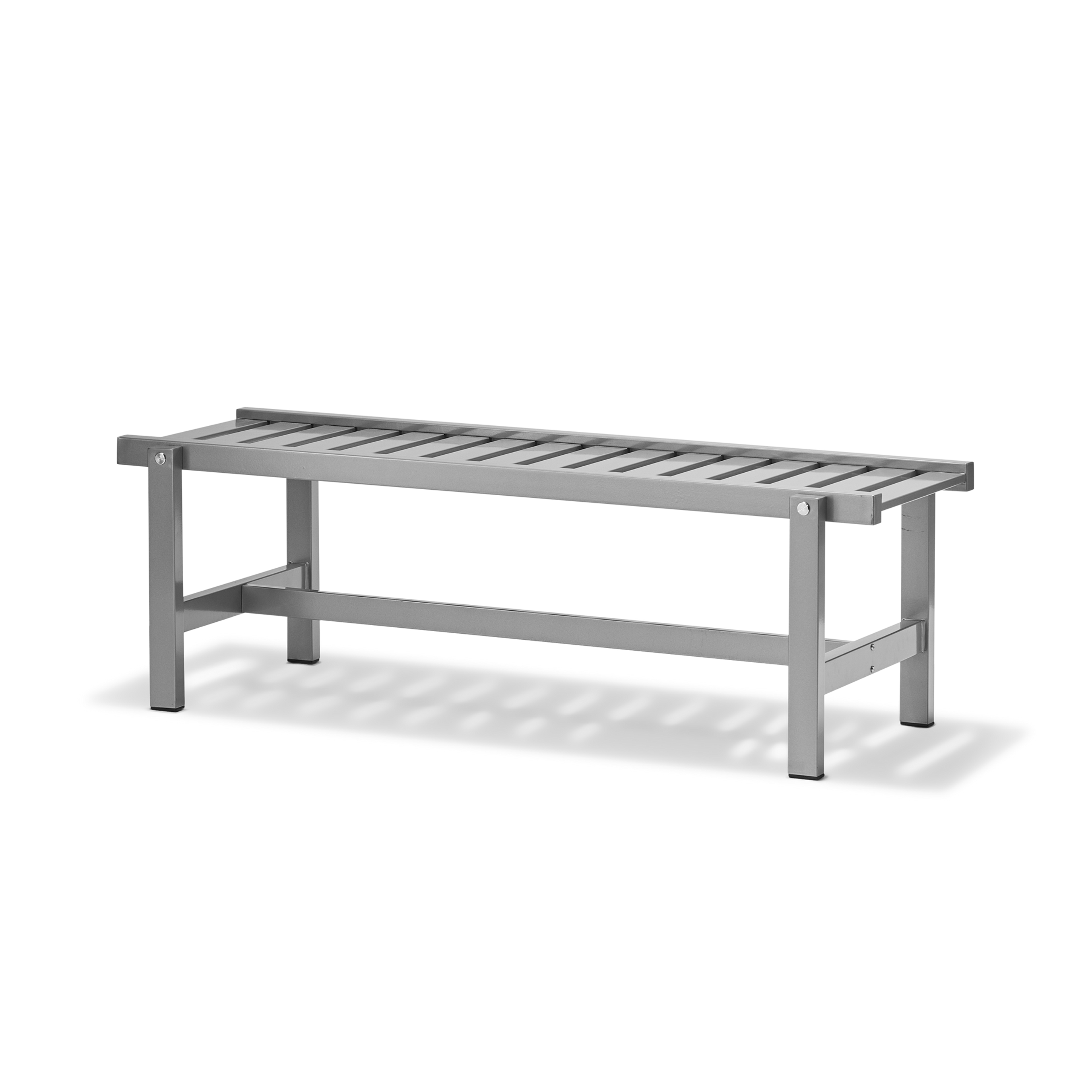 Bänk i grå aluminium för utomhusbruk utan dyna – skandinavisk design av Fri Form, modell 45 från friform.se