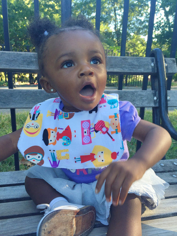 Baby Girl Bibs - Girls at Work Print - Handmade Bibs