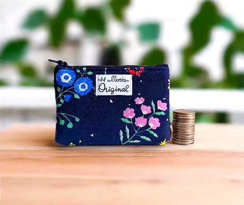 Tiny Flowers Blue Coin Purse
