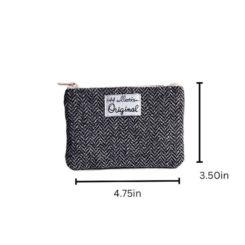 Thumbnail: Black Tweed Fabric Coin Purse