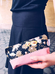 Handmade Leather Cosmetic Bag Black Floral Womens.jpg