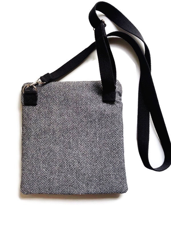 Thumbnail: black crossbody bag -wool tweed fabric
