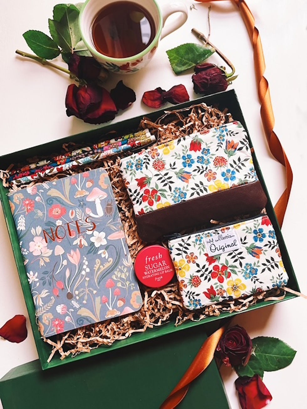 Thumbnail: floral fields coin purse gift set with matching notebook, lip balm, and pen